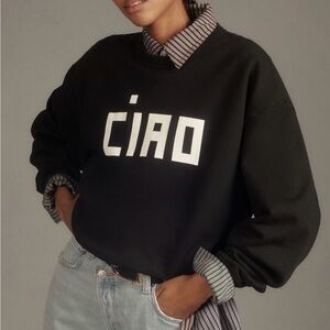 Clare V CIAO sweatshirt. Black with cream print. Like new, worn once. Medium.